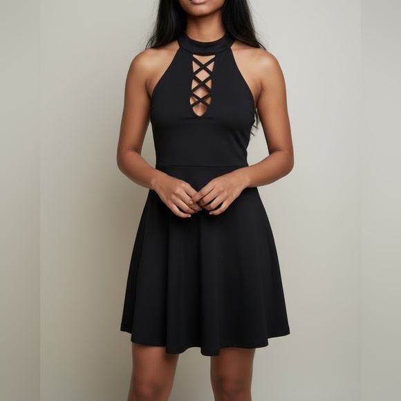 Express Dresses & Skirts - VINTAGE‎ Express crisscross halter skater dress. Crisscross design in front.